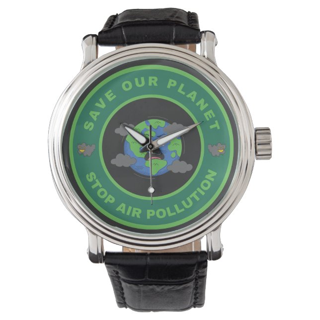 Rädda vår planet stoppa luftföroreningar armbandsur (Framsida)