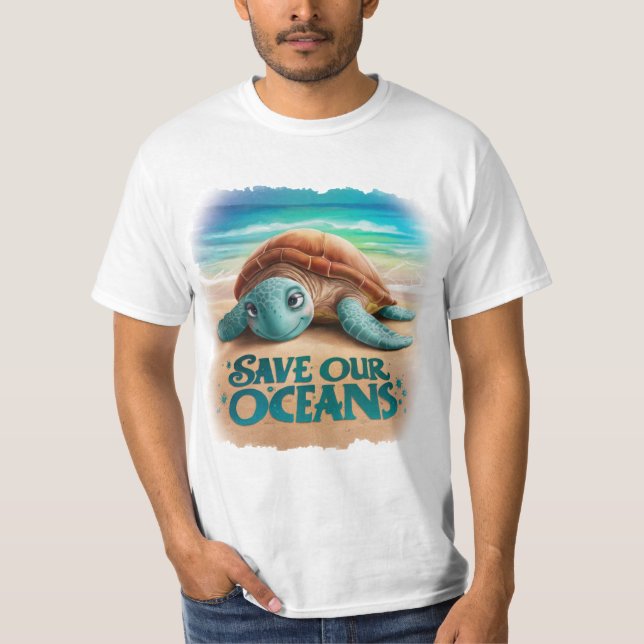 Rädda våra hav Ocean- och marin bevarande T Shirt (Framsida)