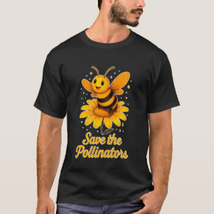 Rädda Våra Pollinerare Söt Bina & Blomma T Shirt