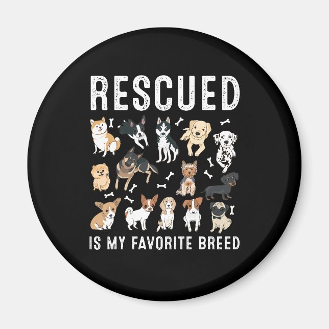 Räddad är min favoritfrön, Cute Rädding Hundar Magnet (Framsidan)