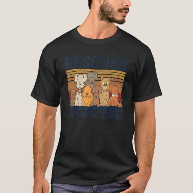 Räddad är min favoritras Hundar Hund Mamma T Shirt (Framsida)