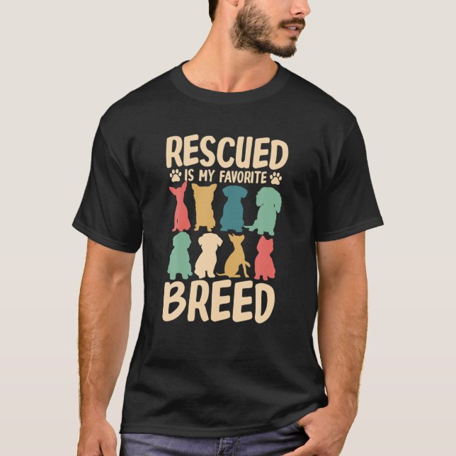 Räddad är min favoritras Rolig hund Älskare Hund M T Shirt (Framsida)