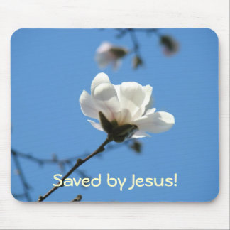 Räddad av Jesus! Musmattor Blå himmel Blommor
