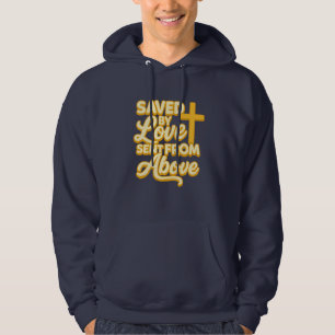 Räddad av kärlek skickad från ovan - kristen hoodie