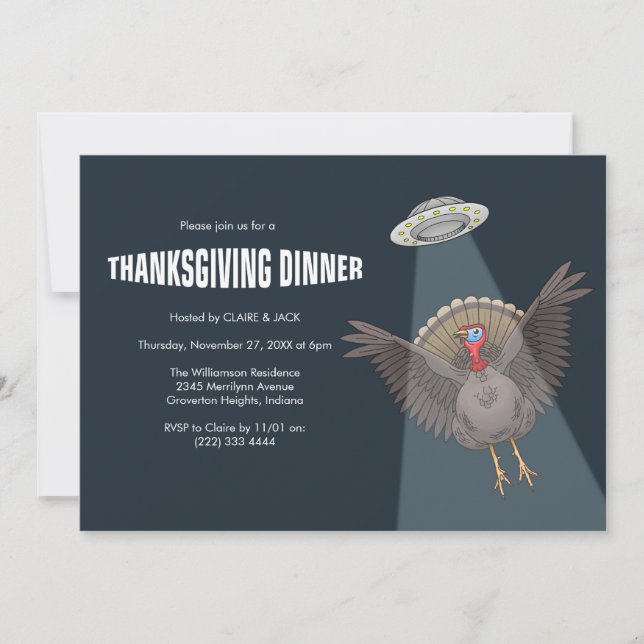 Räddad av utomjordingar före Thanksgiving-middagen Inbjudningar (Framsida)