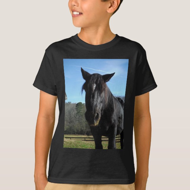 Räddad Black Draft Horse T Shirt (Framsida)
