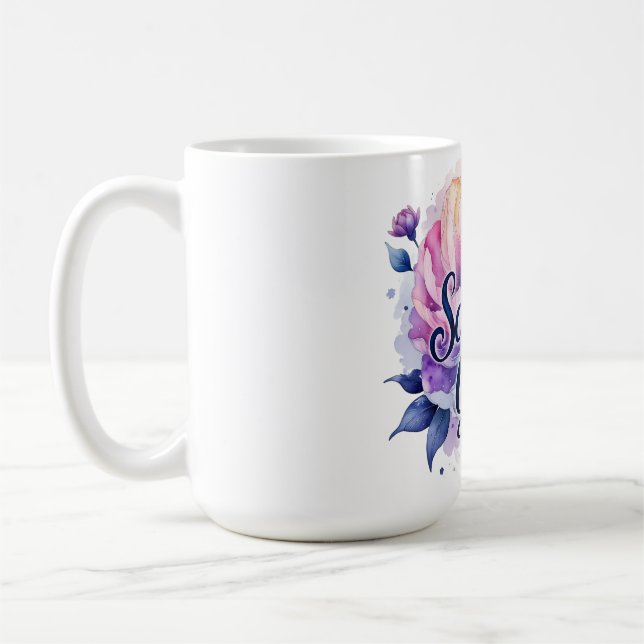 Räddad genom nåd – Elegant kristen blomsterdesign Kaffemugg (Vänster)