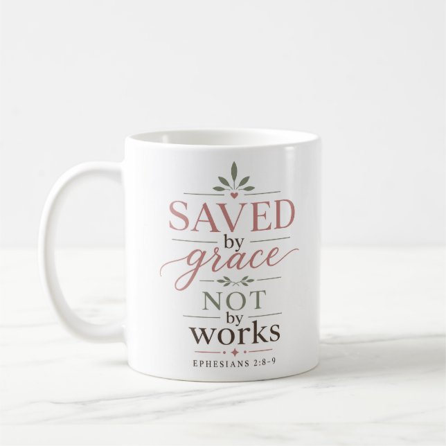 Räddad Genom Nåde Inte Genom Gärningar Minimalisti Kaffemugg (Vänster)
