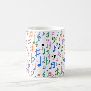 Raddamusik noter och symboler kaffemugg