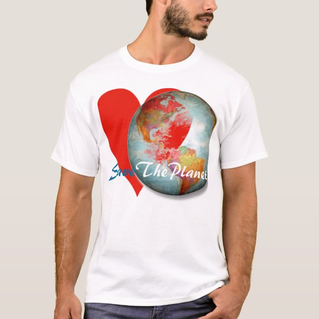 Räddande planeten färgstark t-shirt (Framsida)