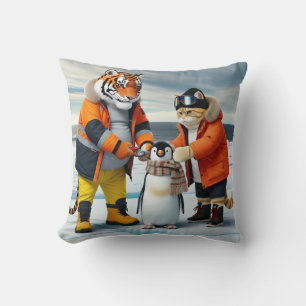 Räddar små pingviner: Orange katt och tjock tiger Kudde
