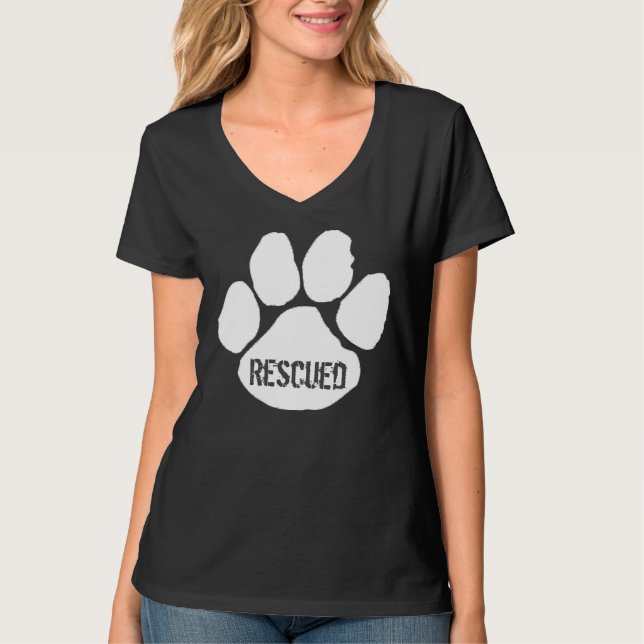 Räddat - kvinna V-Nacke T-tröja T-shirt (Framsida)