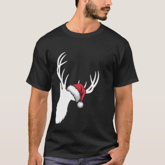 Räddhjort Jul Santa Hatt Pyjamas Vitstjärtshane De T Shirt