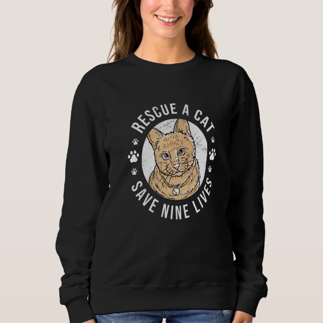 Rädding A Katt Spara Nine Lives Cat Owner Animals  T Shirt (Framsida)