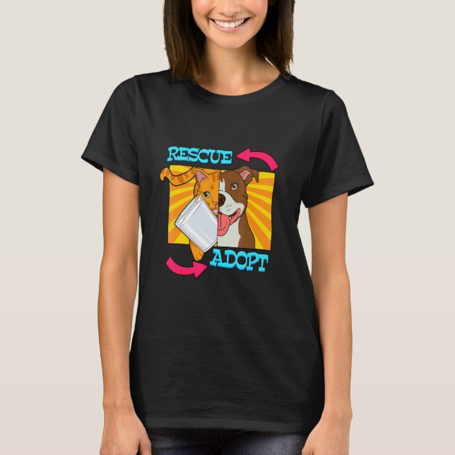 Rädding adoptera katter Hundar Rädda djuren T Shirt (Framsida)