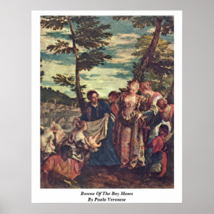 Rädding av pojken Moses av Paolo Veronese Poster
