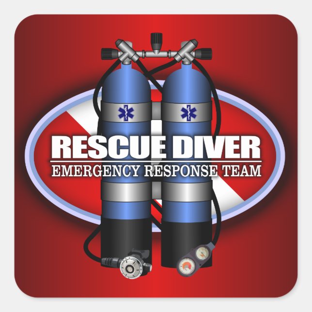 Rädding Diver (ST) Fyrkantigt Klistermärke (Framsida)