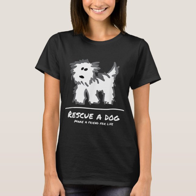Rädding en Hund, köp inte adoptera! Djurfoder T Shirt (Framsida)