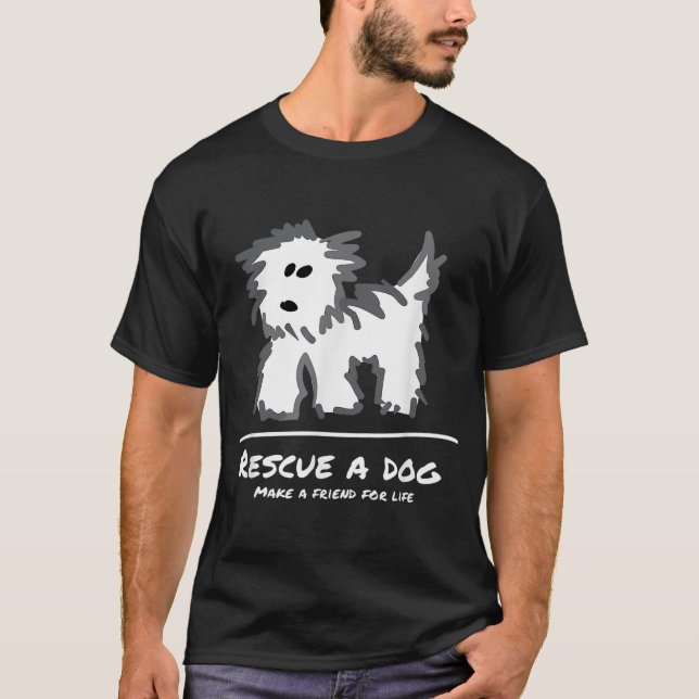 Rädding en Hund Shop inte adoptera! Djurfoder T Shirt (Framsida)