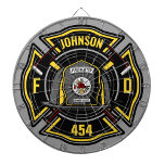Rädding för brandbekämpare ADD NAMN Fire Departmen Darttavla<br><div class="desc">Brandman ADD NAMN Fireman Fire Department design - Emblem with Helmet and Ax. Anpassa med ditt namn,  Station/avståndsnummer och plats.</div>