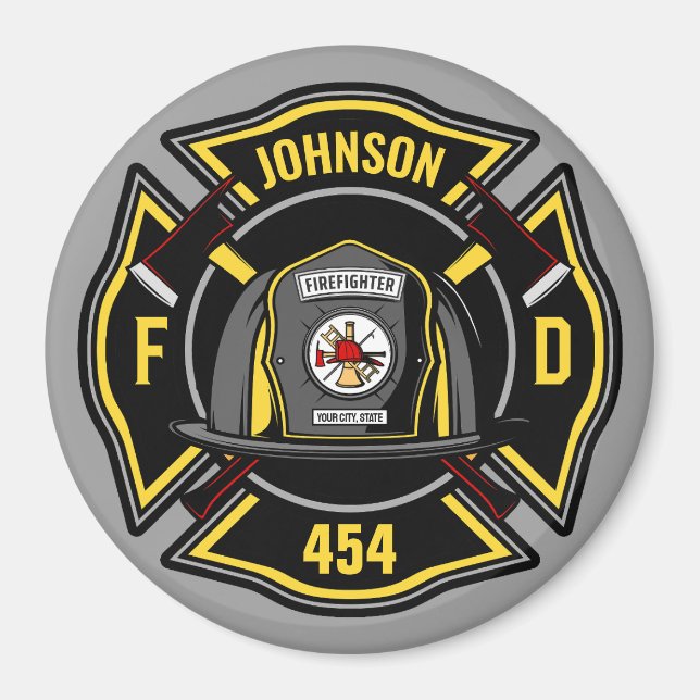 Rädding för brandbekämpare ADD NAMN Fire Departmen Magnet (Framsidan)