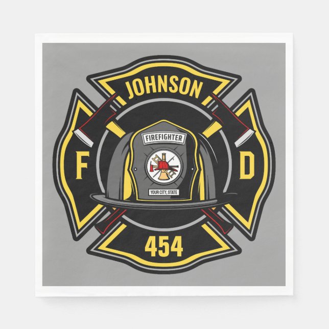 Rädding för brandbekämpare ADD NAMN Fire Departmen Pappersservett (Framsidan)