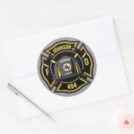 Rädding för brandbekämpare ADD NAMN Fire Departmen Runt Klistermärke