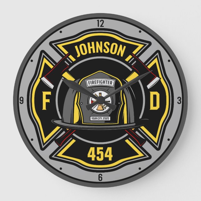Rädding för brandbekämpare ADD NAMN Fire Departmen Stor Klocka (Framsida)