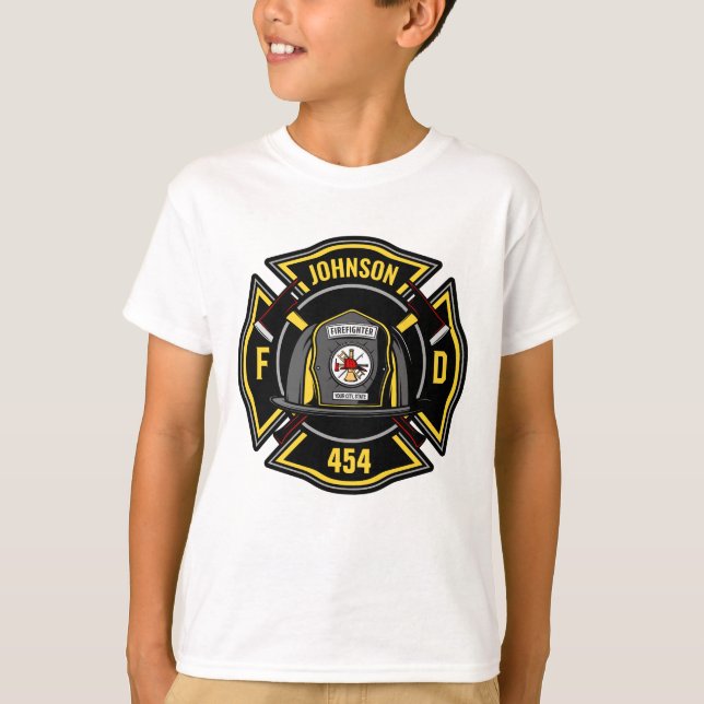 Rädding för brandbekämpare ADD NAMN Fire Departmen T Shirt (Framsida)
