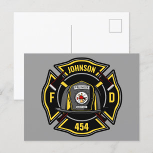 Rädding för brandbekämpare ADD NAMN Fire Departmen Vykort