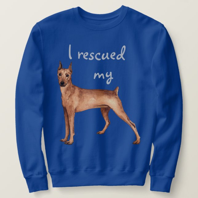 Rädding German Pinscher Lång Ärmad Tröja (Design framsida)