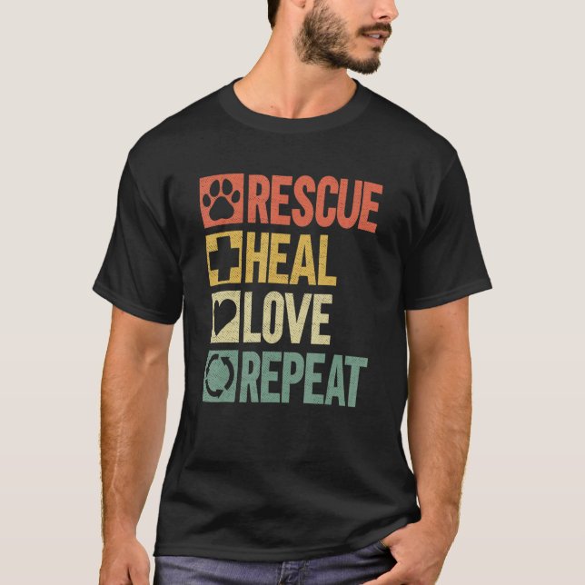 Rädding Heal Kärlek Repetera aktiverare för djurHö T Shirt (Framsida)