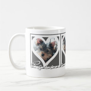 RÄDDING HUND 3 Photo Heart Ram Grått Kaffemugg