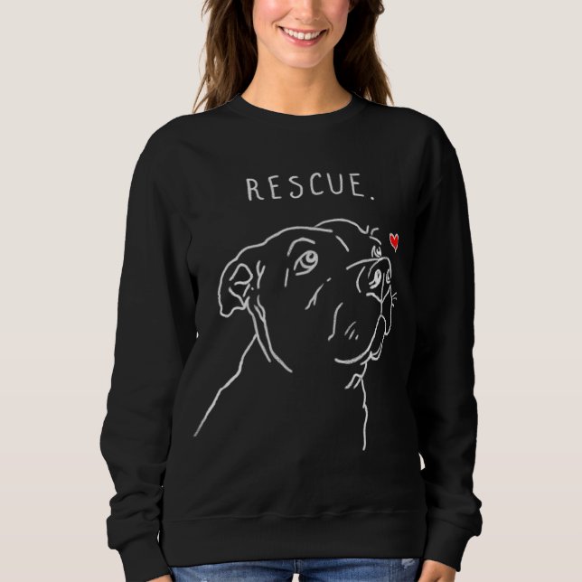 Rädding Hund Pitbull Teckning Rädding Mamma Adopt  T Shirt (Framsida)
