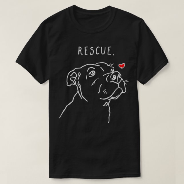 Rädding Hund Pitbull Teckning Rädding Mamma adopte T Shirt (Design framsida)