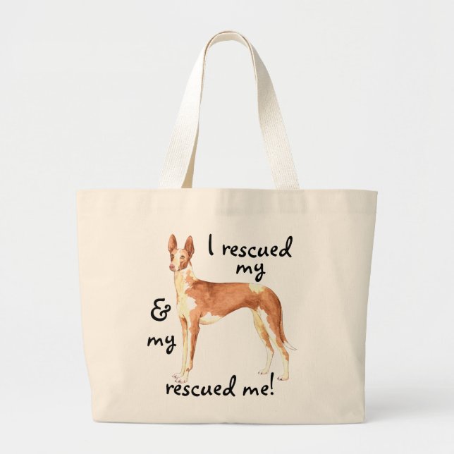 Rädding Ibizan Hound Large Tote Bag Jumbo Tygkasse (Framsidan)