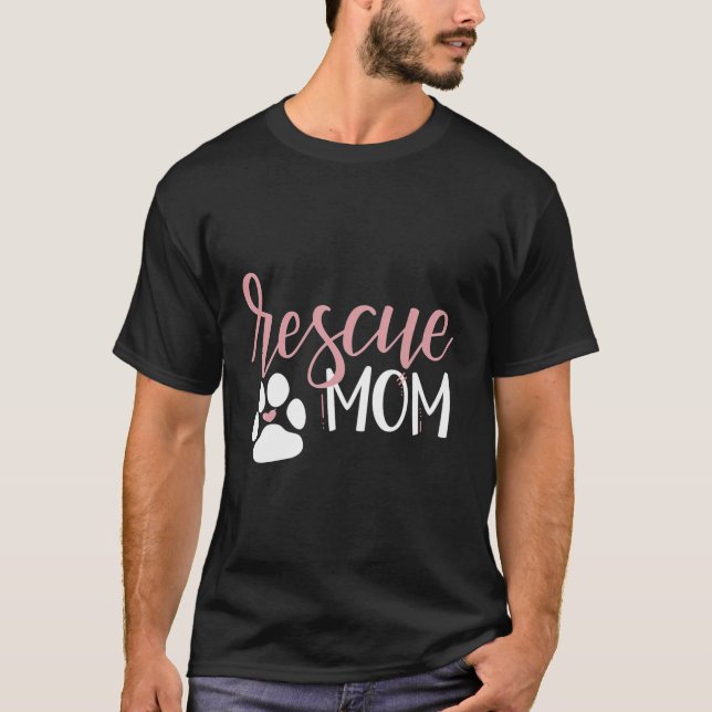 Rädding Mamma med Hund Tass och hjärta T Shirt (Framsida)