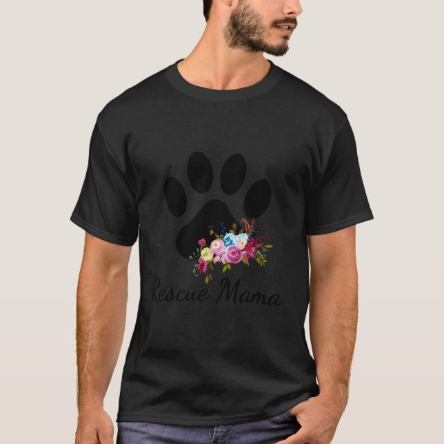 Rädding Mamma Pawprint Rädding Hund Mamma T Shirt (Framsida)