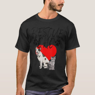 Rädding Pappa Katt & Hund Funny Women Pet Animal T Shirt