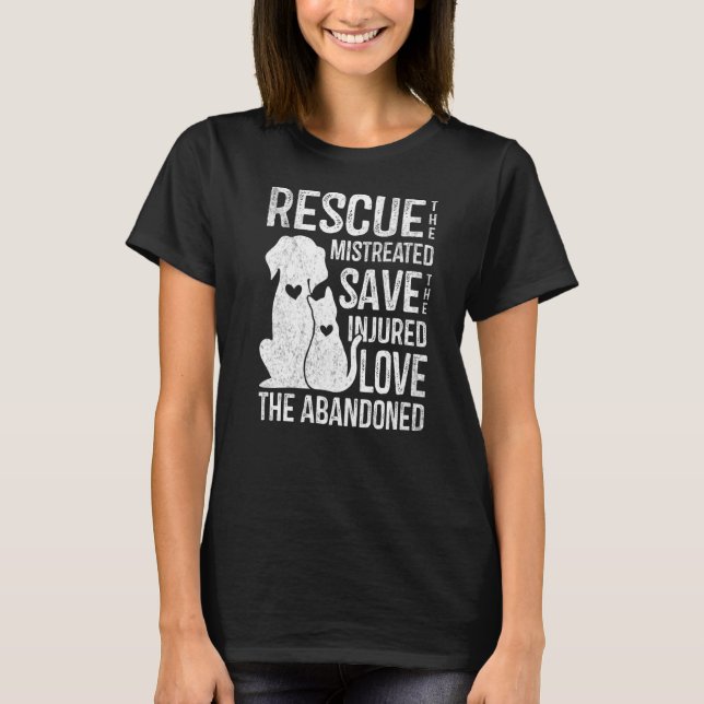 Rädding Pet Spara Cute Animals Rädding Hund Cat T Shirt (Framsida)