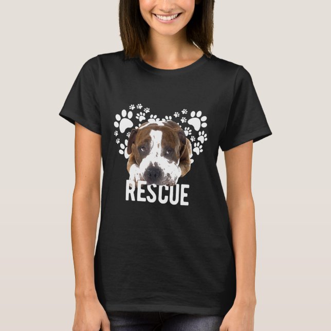 Rädding Pitbull Hund Tass Mamma Pit Bull Cute Mamm T Shirt (Framsida)