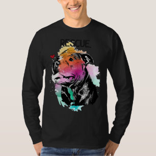 Rädding Pitbull Hund Vattenfärg T Shirt
