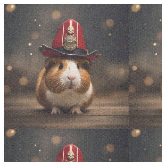 Rädding Redo: Guinea Gris i en Fireman's Hat. Tyg (Närbild)