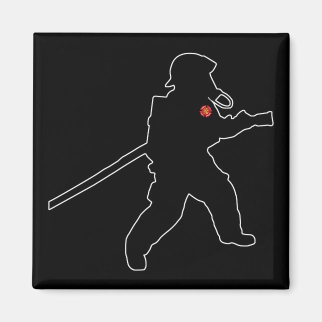 Rädding Silhouette för brandsläckare Magnet (Framsidan)