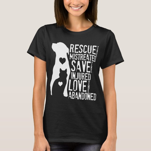 Rädding Spara Hund älskare Cat Lover vid Kärlek Rä T Shirt (Framsida)