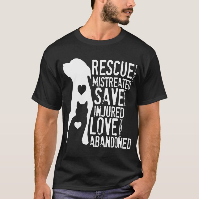 Rädding Spara Hund älskare Cat Lover vid Kärlek Rä T Shirt (Framsida)