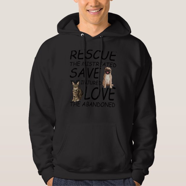 Rädding Spara Kärlek Cat Cat (Hund Cute Animal Räd Hoodie (Framsida)