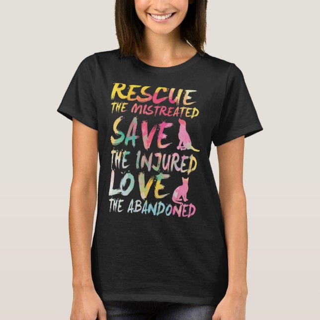 Rädding Spara Kärlek Cute Animal Rädding.Hund Katt T Shirt (Framsida)