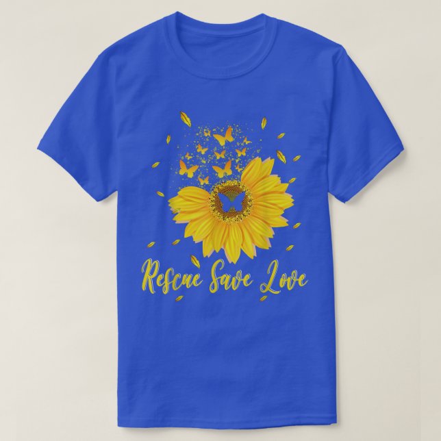 Rädding Spara Kärlek Funny Flower Solrosfjäril T Shirt (Design framsida)
