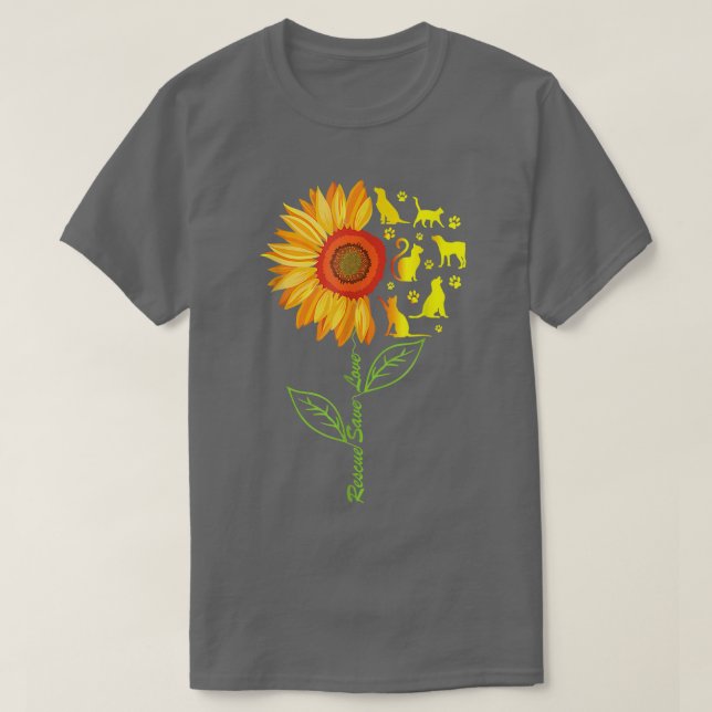 RÄDDING SPARA KÄRLEK PET Djurskyddsmedel Solrosgåv T Shirt (Design framsida)